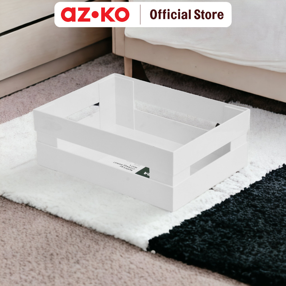 AZKO Stora Keranjang Penyimpanan Modular Handle Storage Basket Kotak Penyimpanan Serbaguna Bin Organ