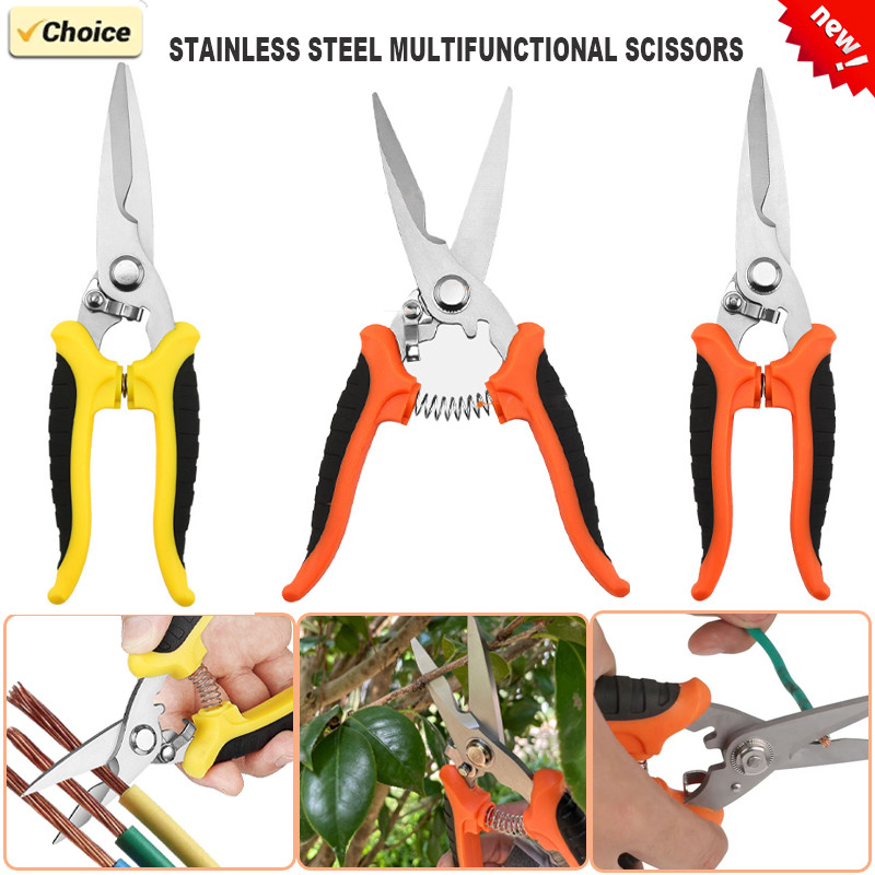 

1pcs Multifunctional Stainless Steel Electrician Scissors Manually Shears Groove Cutting Wire Manual Sheet Scissors Tree Pruning