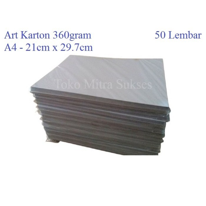 

Kertas Art Karton 360gram A4 isi 50 Lembar