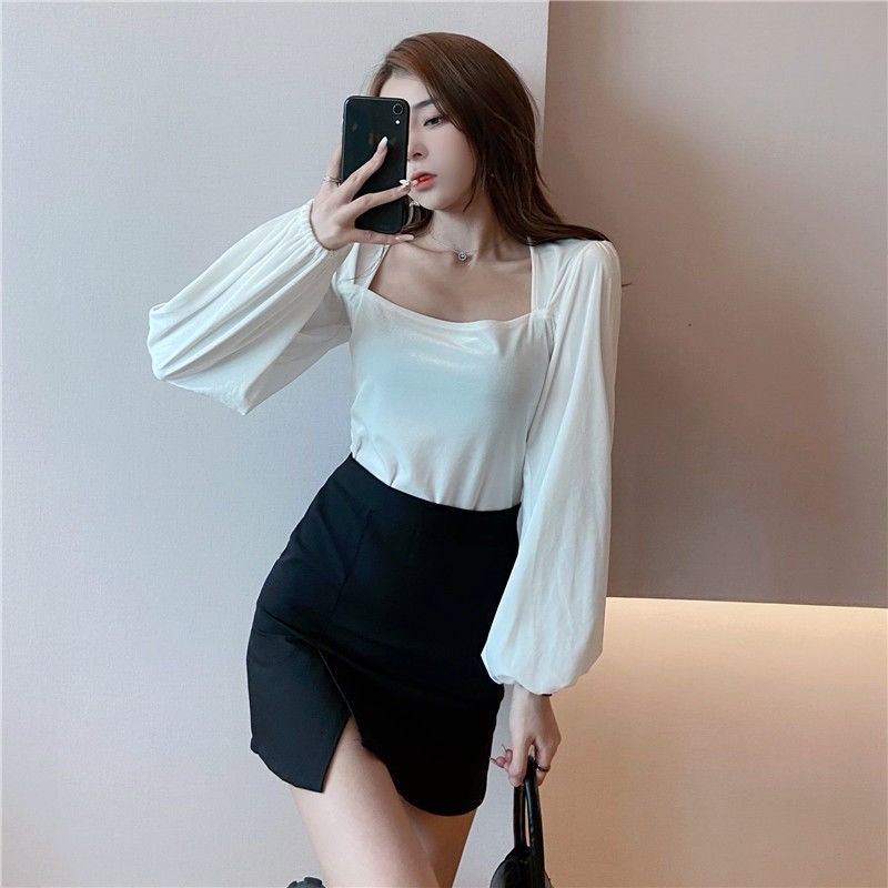 Baju Wanita Atasan Blouse Bluse Top Sabrina Crop Top Elegan korean style