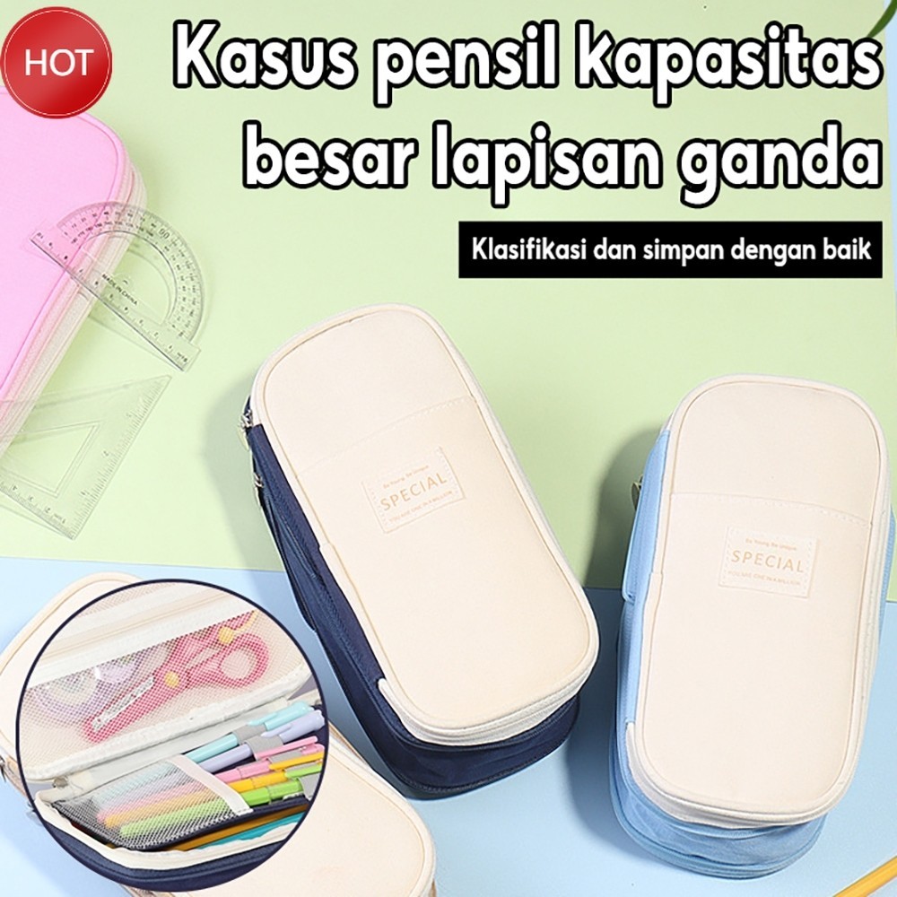 

【CASH ON DELIVERY】 Tas Pena Berkapasitas Besar Tempat Pena Perlengkapan Penyimpanan Alat Tulis Tas Pena Anak-Anak Tempat Pena Kanvas Tahan Lama