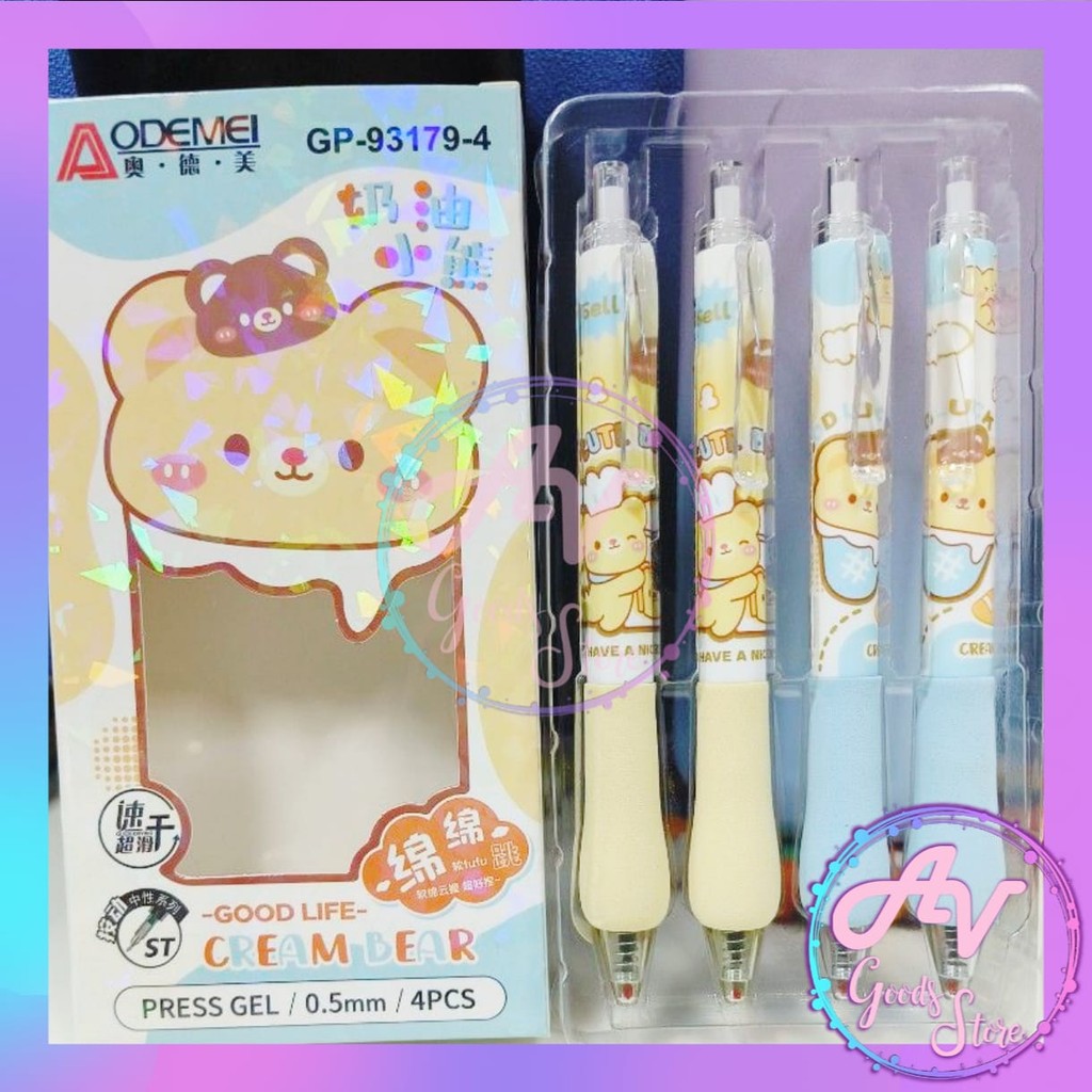 

(4Pcs) Pulpen Cetek Aodemei Karakter / 1Pak Ballpoint Gel Odemei Fancy / Bolpen Pena Mekanik Lucu