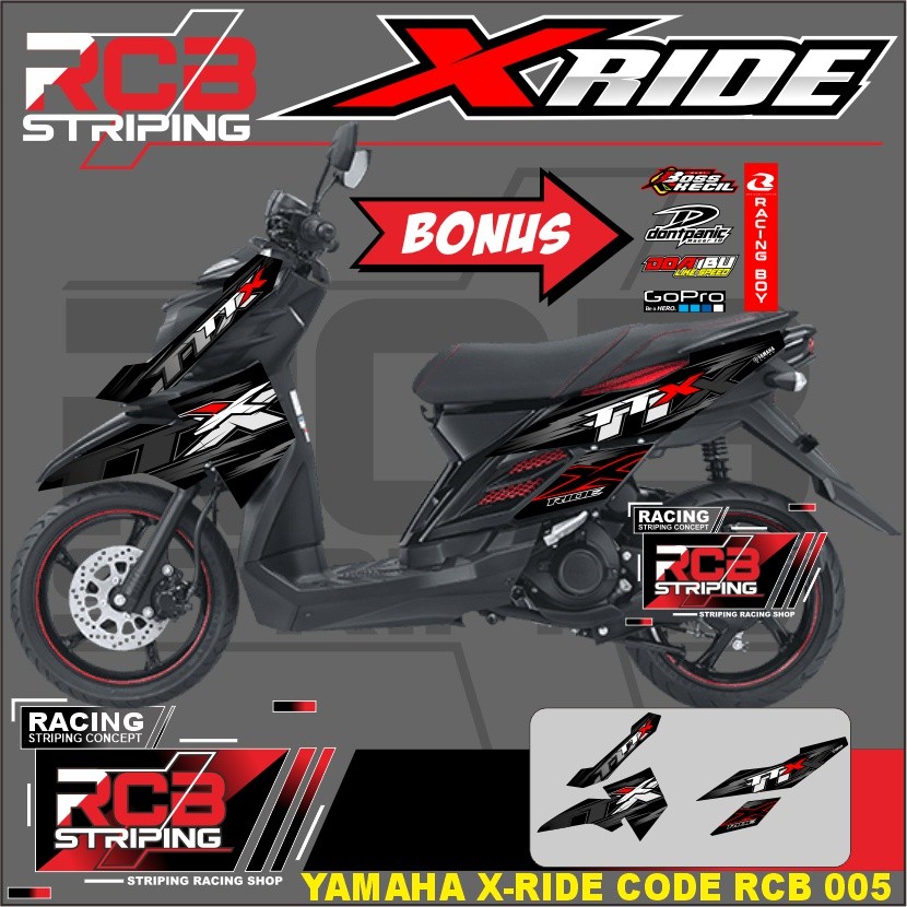 Striping Xride Old / X Ride 115 Lama Variasi Sticker / Stiker Skotlet Ttx / Rodrace Premium . Rcb 00