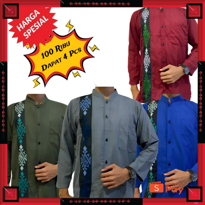 [PREMIUM ORIGINAL] Baju Koko Laki laki dewasa Lengan Panjang Bordir Aplikasi BajuKoko Pria