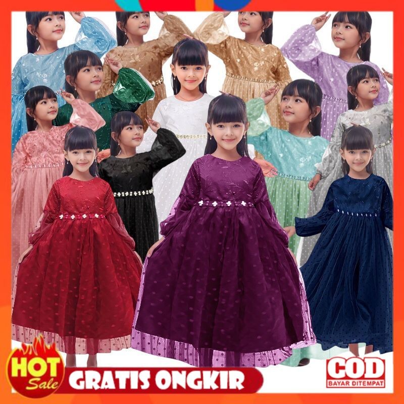 [PREMIUM ORIGINAL] Baju pesta anak perempuan muslim Natalia 2-11thn/ gamis anak perempuan / baju mus