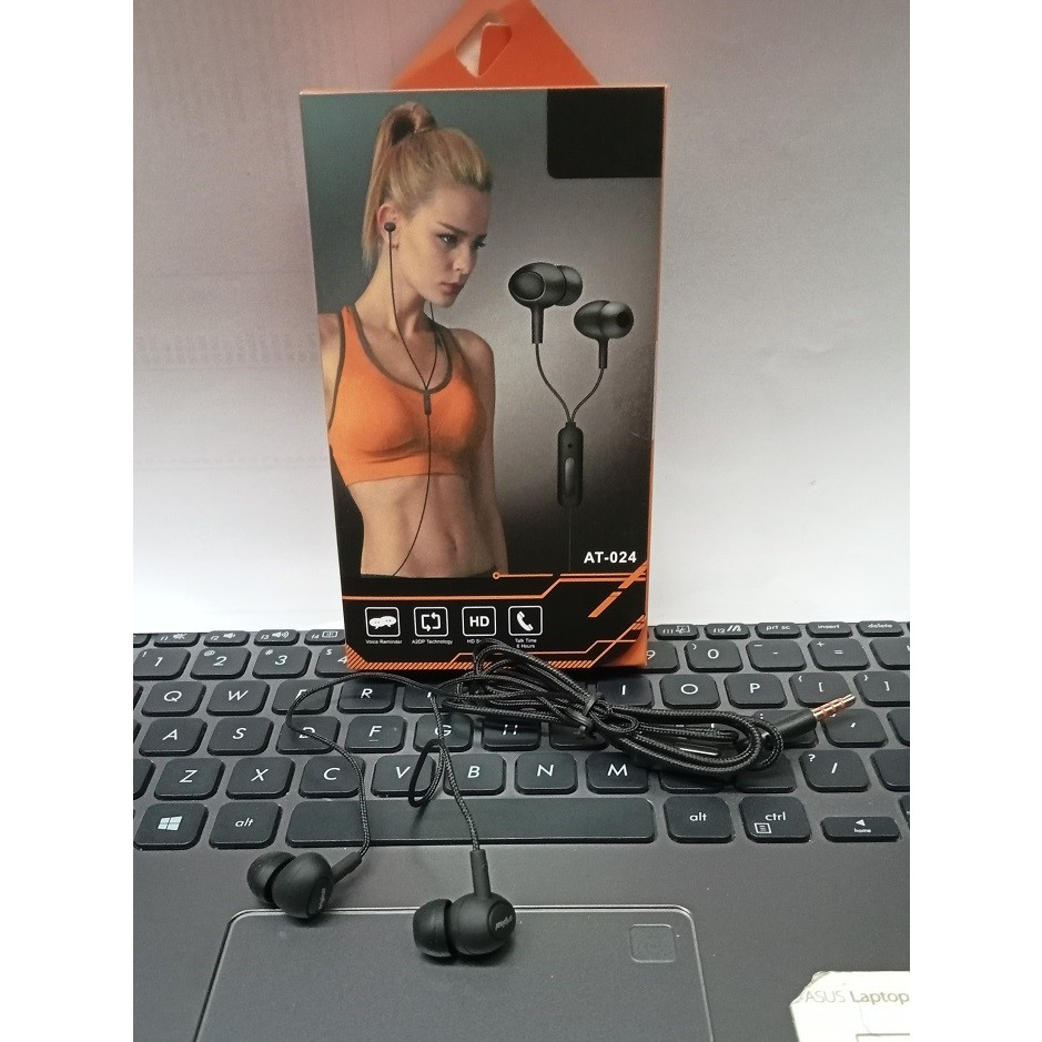 (GROSIRAN) Handsfree AT-024 Extra Bass + Earphone Best Quality Headphone With Mic