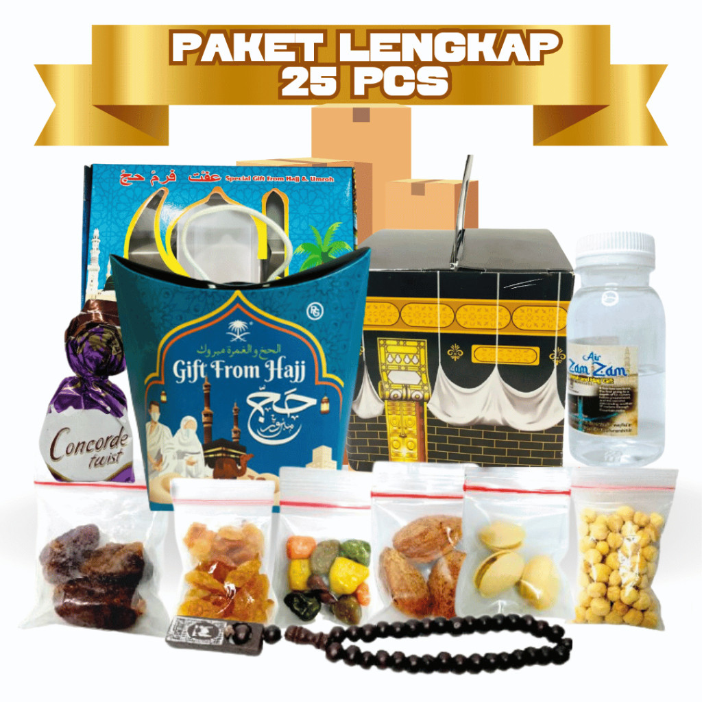 

Paket Oleh Oleh Haji dan Umroh Ekonomis Dus tali jinjing kabah 25 paket gift Hampers LENGKAP