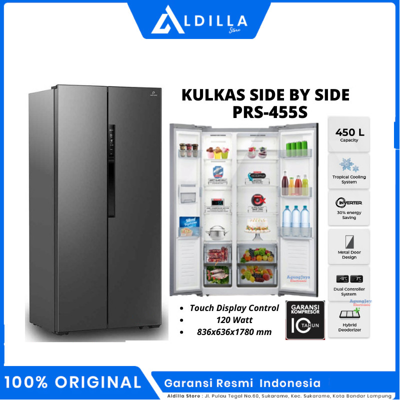 KULKAS POLYTRON PRS 455S INVERTER SIDEBYSIDE 450LITER GARANSI RESMI