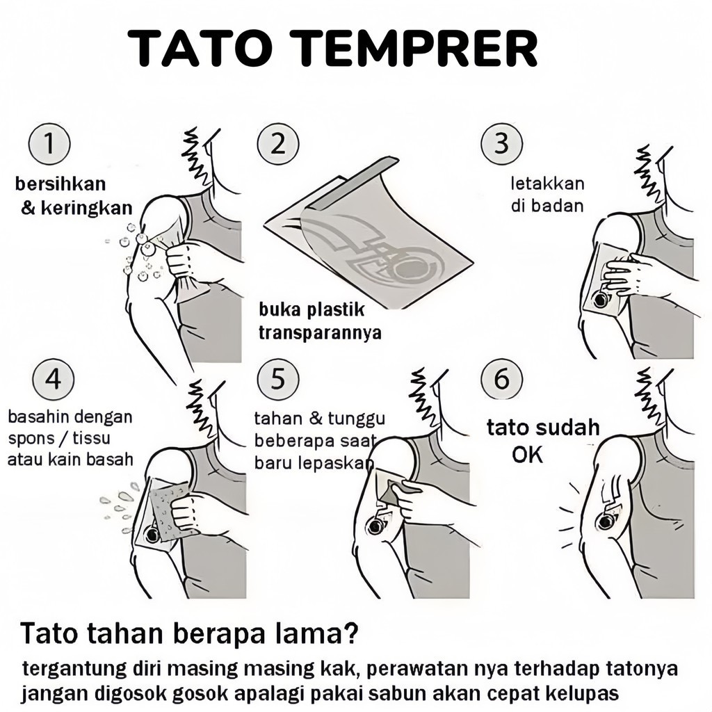Zhalo Tato Temporer Tahan Lama 1 Bulan/Temporary Tattoo Kembali/Tato Temporer Dada