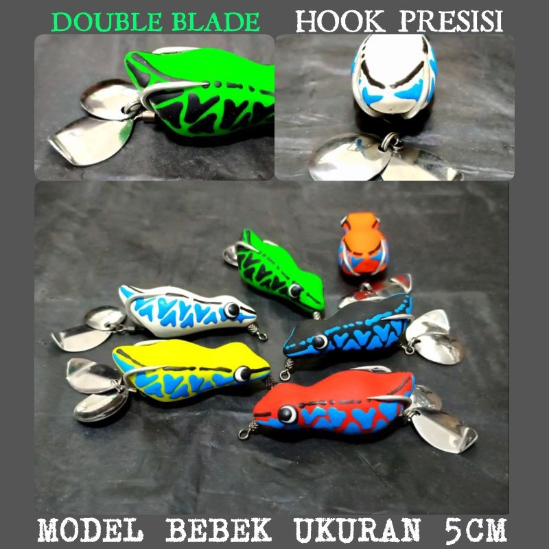 SOFT FROG ARJUNA LURE UKURAN 5CM. DOUBLE BLADE