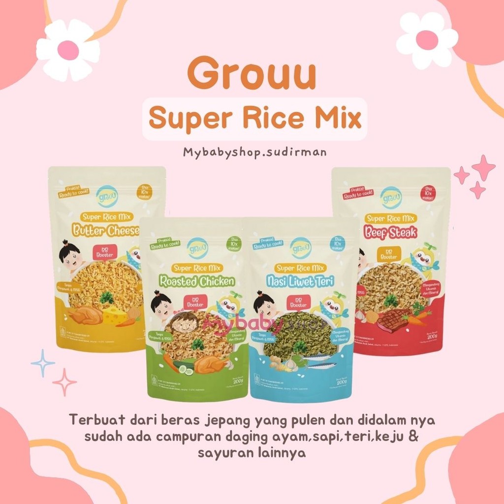 Grouu Super Rice Mix - Beras MPASI BB Booster BB Rice Nasi Instan - Beras Mpasi Bayi Grouu