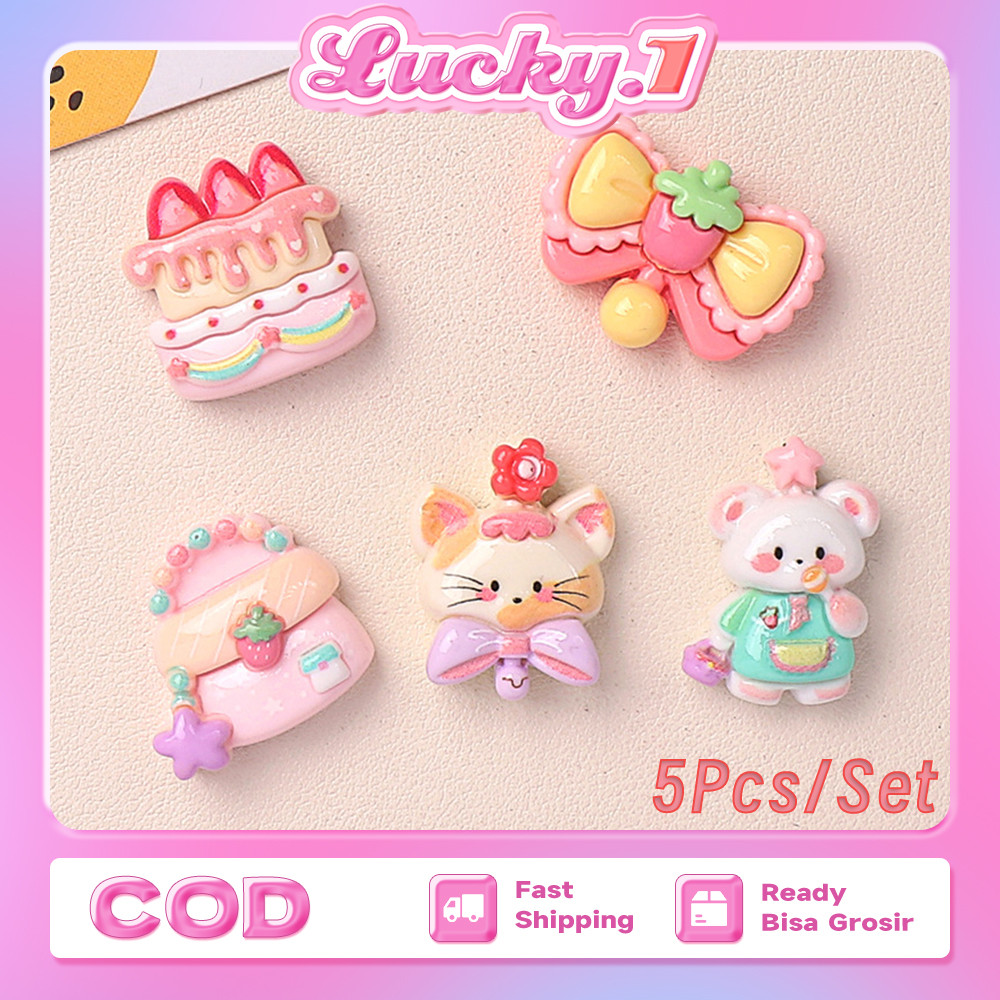 

5Pcs/Set Resin Clay Stiker 3D DIY Lucu Cartoon Cat DIY Deco Botol Minum Dompet Kotak Pensil Motif Cat