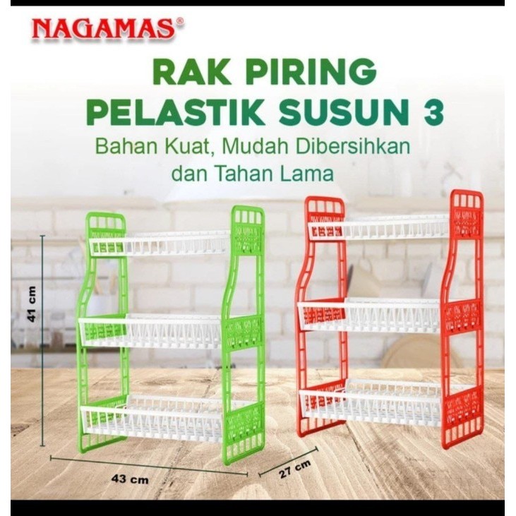 RAK PIRING PLASTIK DRAGON SUSUN 3 / Rak Piring Plastik Susun 3 Naga Mas Dragon