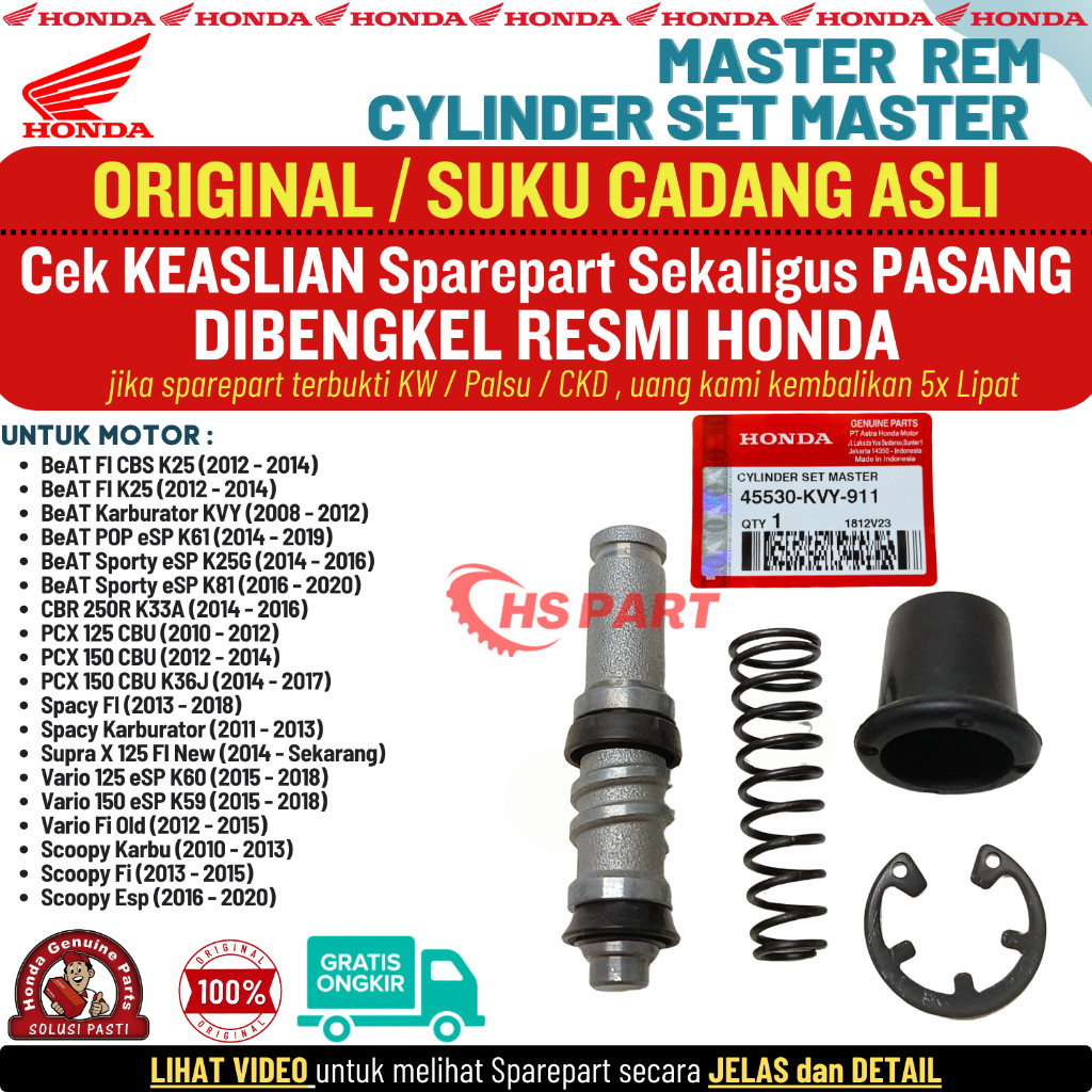 Master Seal Rem Cylinder Beat Fi POP Street Karbu PCX Vario 110 125 150 CBR 150 Spacy Scoopy Supra X