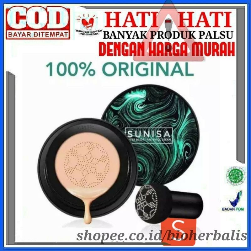 [ORI] SUNISA MUSHROOM HEAD AIR CUSHION CC/BB Cream ORIGINAL 100% + Kuas Kabuki