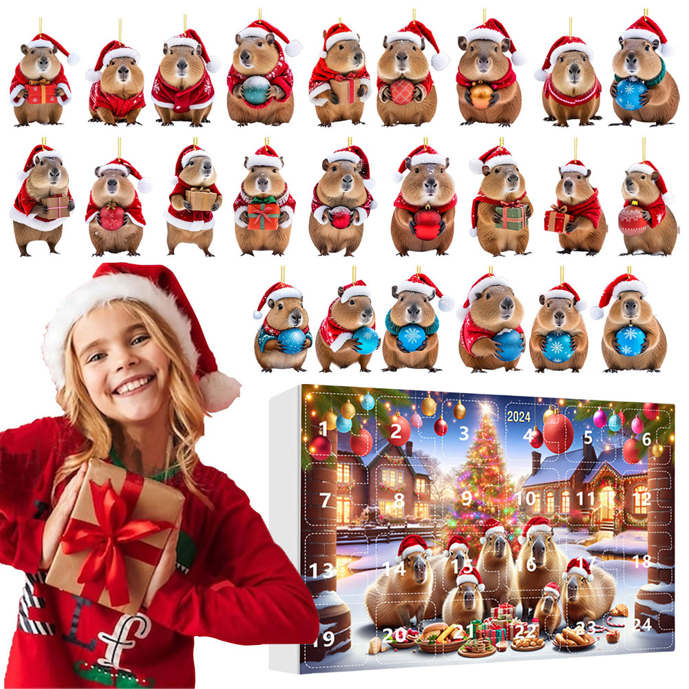 

Capybara Advent Calendar 2024 Xmas Countdown Calendar Cute Capybara Christmas Ornaments Christmas Tree Pendants Christmas Gifts