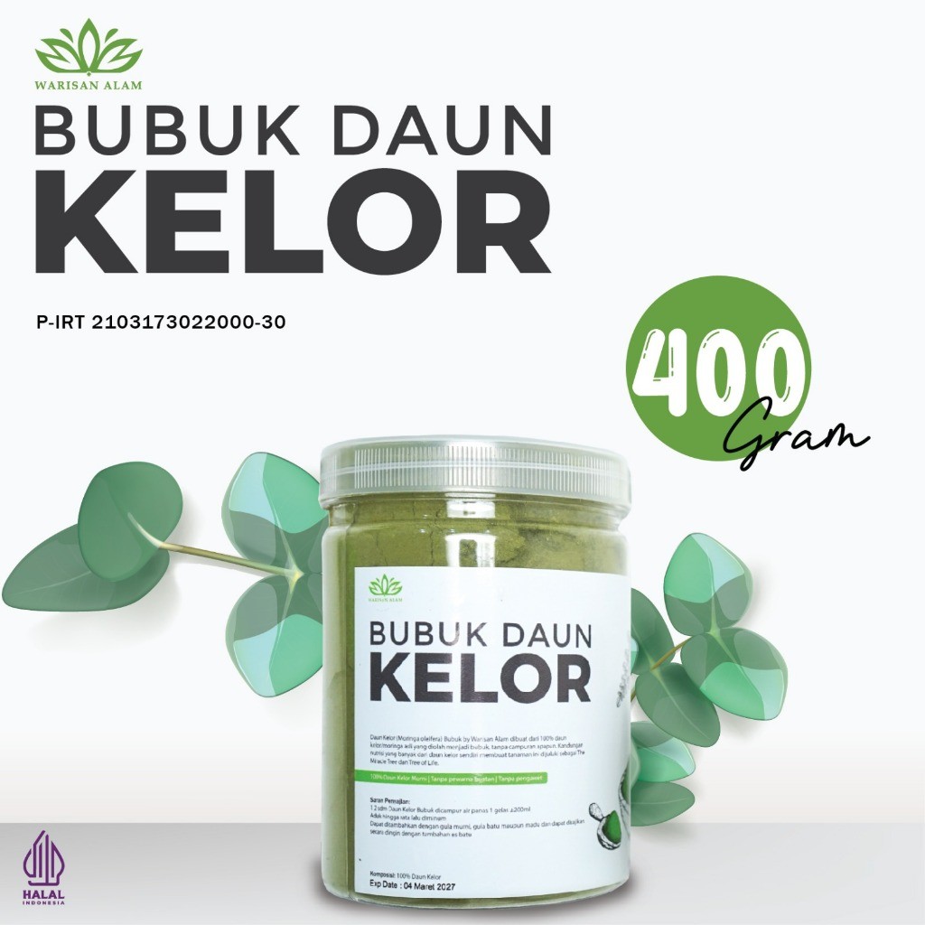 

Bubuk Daun Kelor Warisan Alam Organik 400G Serbuk Premium Super Halus Bubuk Powder Moringa 100% Original Bubuk Daun Kelor Original