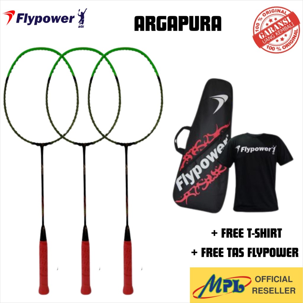 RAKET BADMINTON FLYPOWER ARGAPURA + T-SHIRT + TAS FLYPOWER