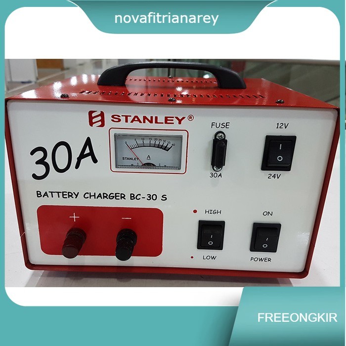 Charger Aki 30A / Accu Merk Stanley 30A ( 12v & 24v ) cas aki motor & mobil