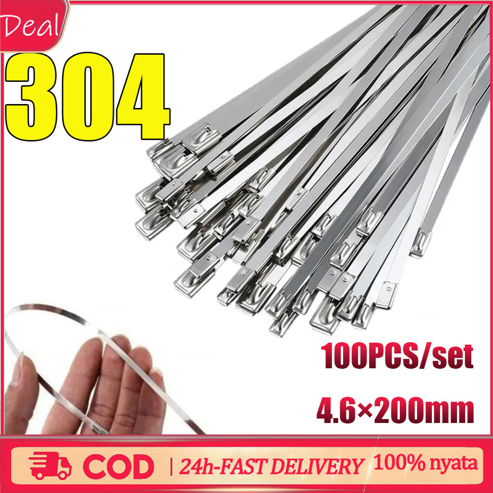 

(100 Pcs ) Kabel Ties Stainless Tali Besi Anti Karat 304 / Cable Ties ikat besi Kabel Tis Steel Metal Tie lock / Klem Pengikat Pipa Knalpot