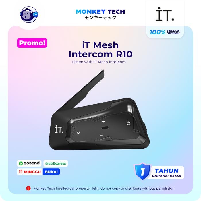 MALAKA IT R10 Mesh Intercom Bluetooth Headset R10 Garansi Resmi TAM - Black