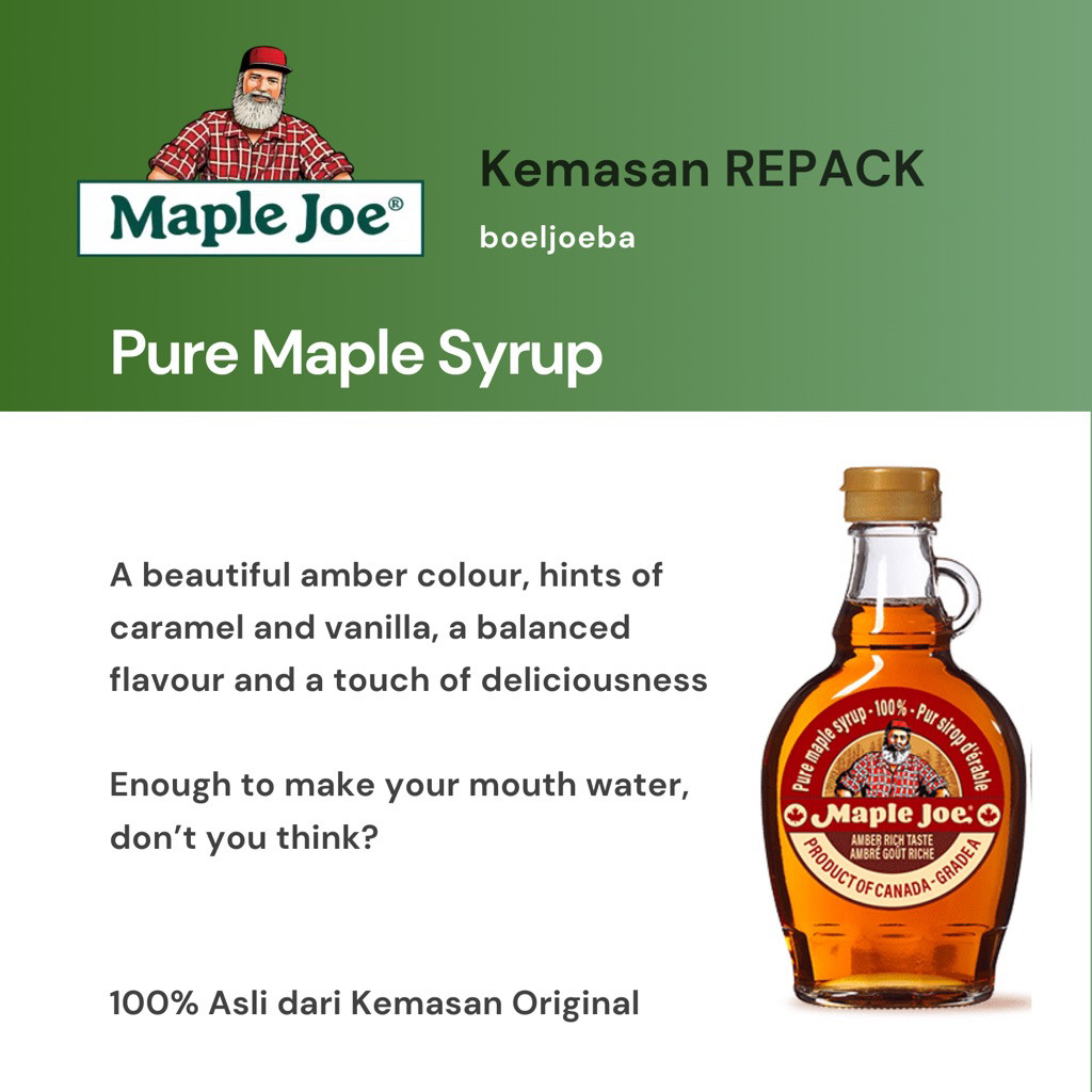 

Maple Joe Pure Maple Syrup Repack [30] g - Perfect for Matcha!