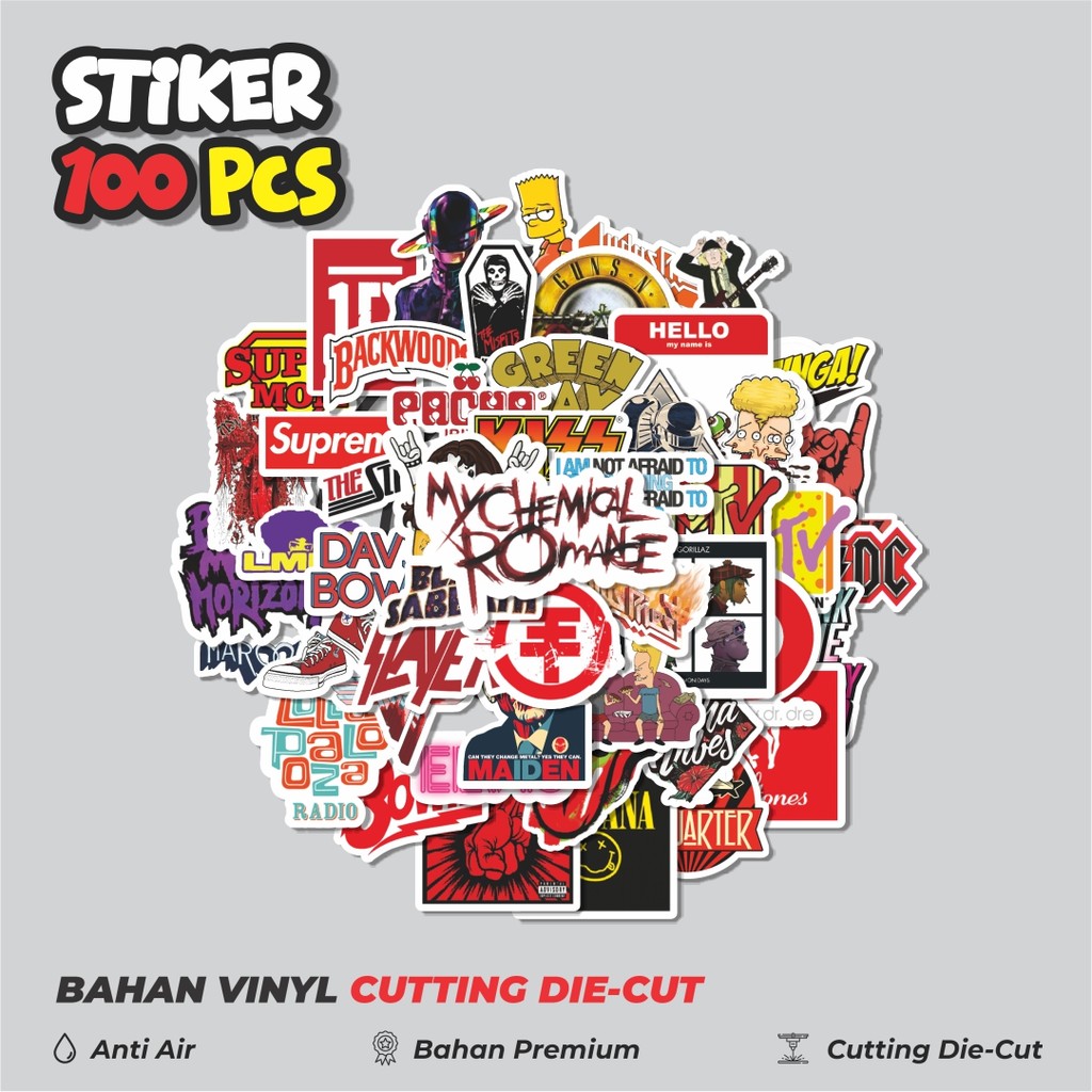

Terbaru! 50 pcs Stiker Random Logo Band Versi 4 Dekorasi Lucu Kreatif untuk Notebook, Skateboard, HP