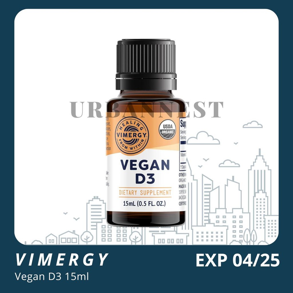 Vimergy Organic Vegan D3 1000mg 25mcg bone health immune 1000 mg cair 25 mcg liquid
