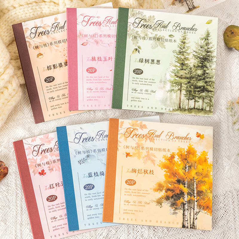 

Mr. Paper 2Style 60Pcs/book Tree Branches Theme Die Cut Sticker Book DIY Handbook Material Creative Decorative Stickers