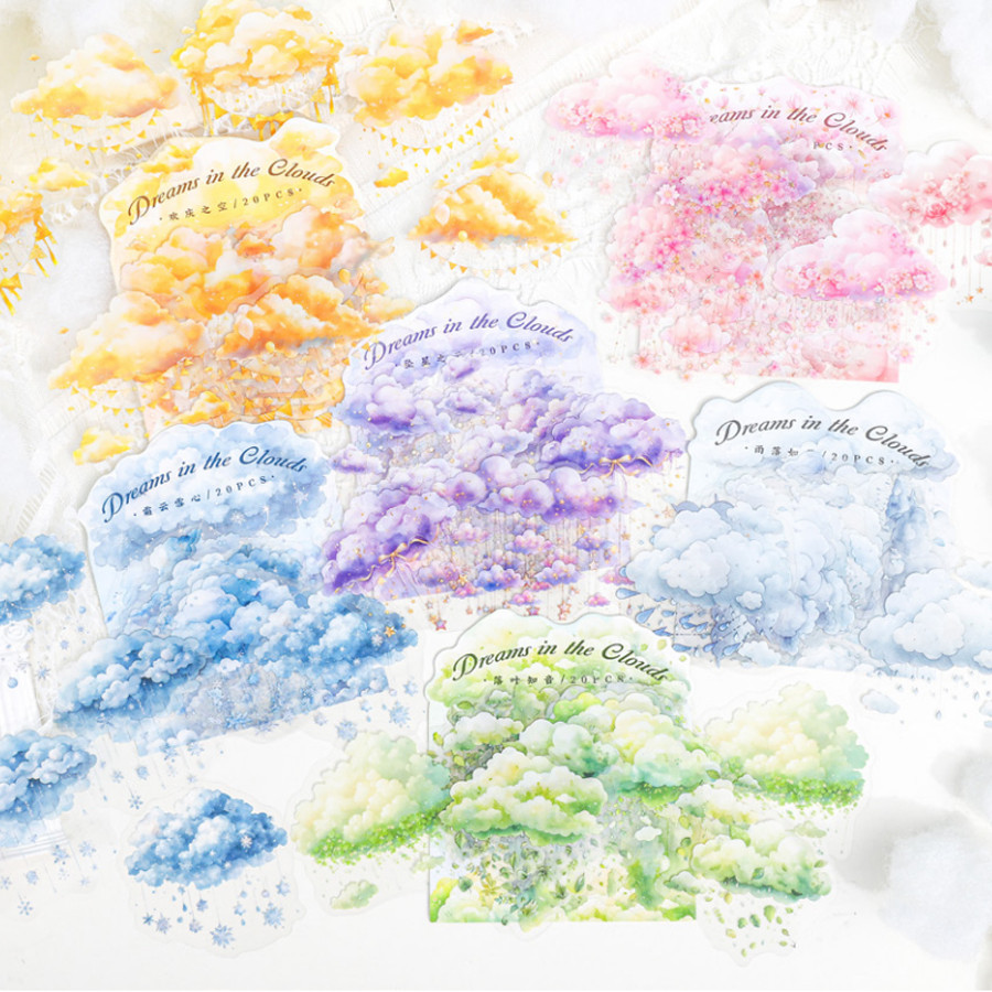 

Mr. Paper 2Style 60Pcs/bag Large Size Decorative Cloud Stickers Creative Handbook DIY Scrapbook Journal Material Stickers