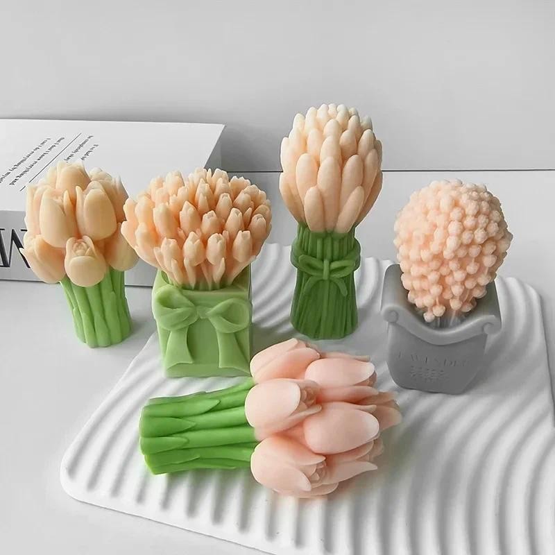 

Lavender Tulip Bouquet Silicone Candle Mold DIY Flower Ornaments Molds Handmade Soap Mould