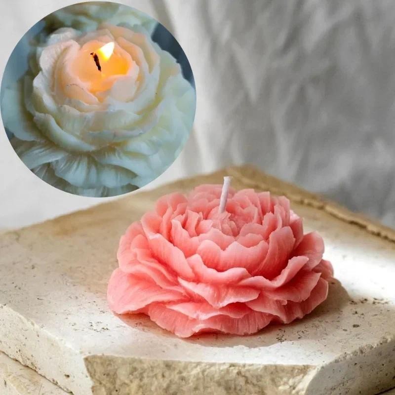 

3D Peony Flower Silicone Candle Mold Flower Soap Gypsum Resin Craft Mold DIY Chocolate Cake Baking Tool Gift