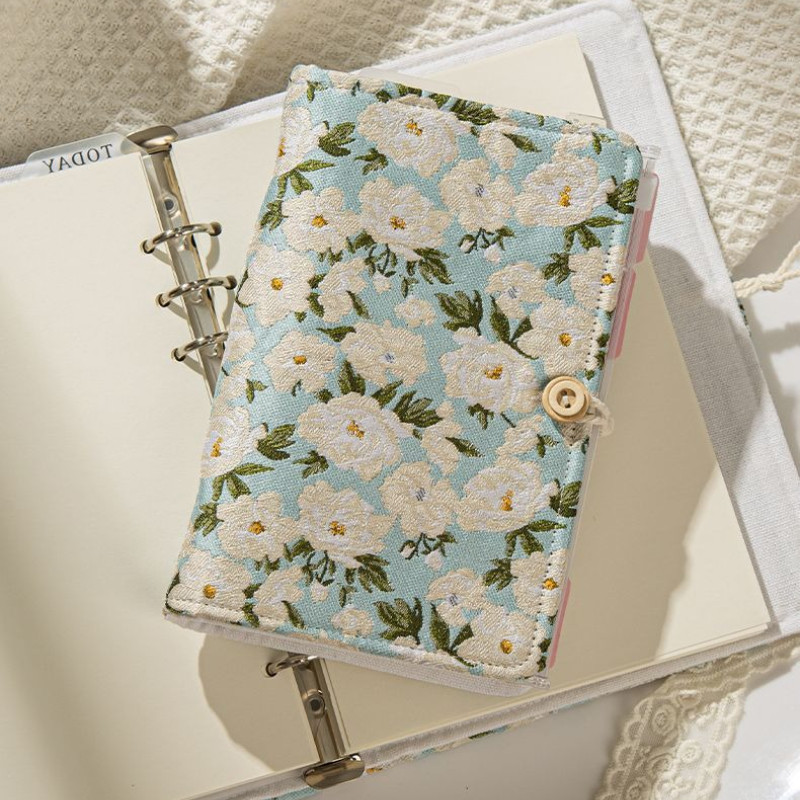 

A5/A6 Loose-leaf Book 90 Sheets/180 Pages Handmade Fabric Cover Feels Comfortable for Diary Notes Office Travel Gifts