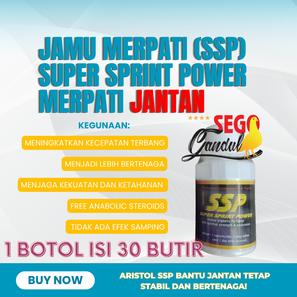 Aristol Jamu Merpati Super Sprint Power (SSP) Merpati Jantan 1 botol isi 30 Butir