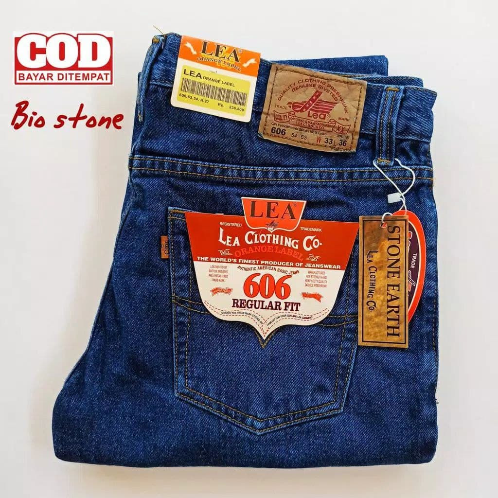 Celana Jeans Pria LEA 606 Regular Fit Standar / Celana Panjang Denims Cowok Kasual Keren Bio Stone
