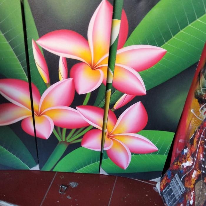 Lukisan Bunga Kamboja Bali jepun 120*45