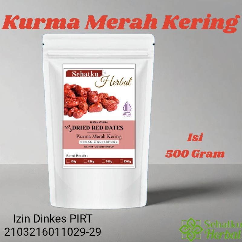 

SEHATKUHERBAL Dried Red Dates : Kurma Merah Kering isi 500 Gram