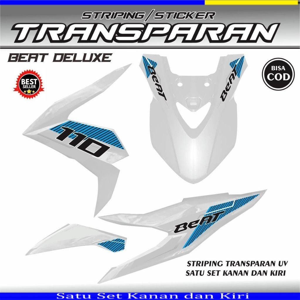 STIKER TRANSPARAN ORIGINAL STIKER STRIPING BEAT BARU 2020 / 2024 TRANSFARAN MOTOR HONDA BEAT DELUXE 