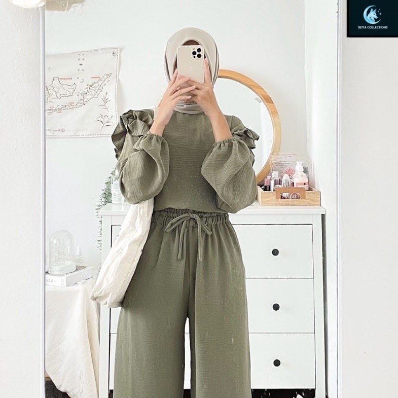 RUBY ONE SET | RUBY CRINKLE BLOUSE | BLOUSE CRINKLE PREMIUM ATASAN WANITA