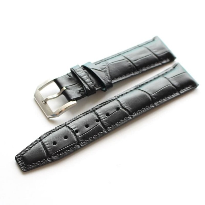22mm IWC Portugieser Croco Leather Strap Tali Jam Kulit - Hitam