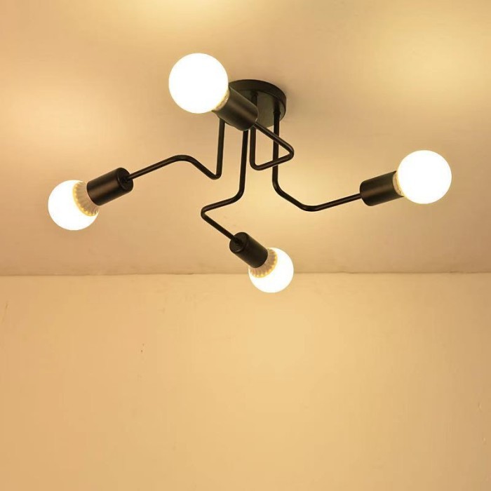 Fitting Lampu Plafon E27 Retro – Desain Nordic Minimalis, Cocok untuk Bohlam LED & Pijar – Finish Ka