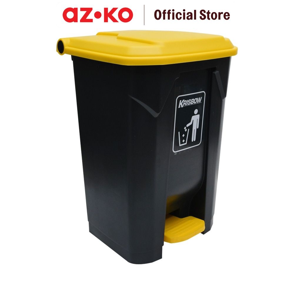 AZKO Krisbow Tempat Sampah Plastik Pedal 80 Liter - Abu-Abu Trash Can Waste Bin Tong Sampah Keranjan