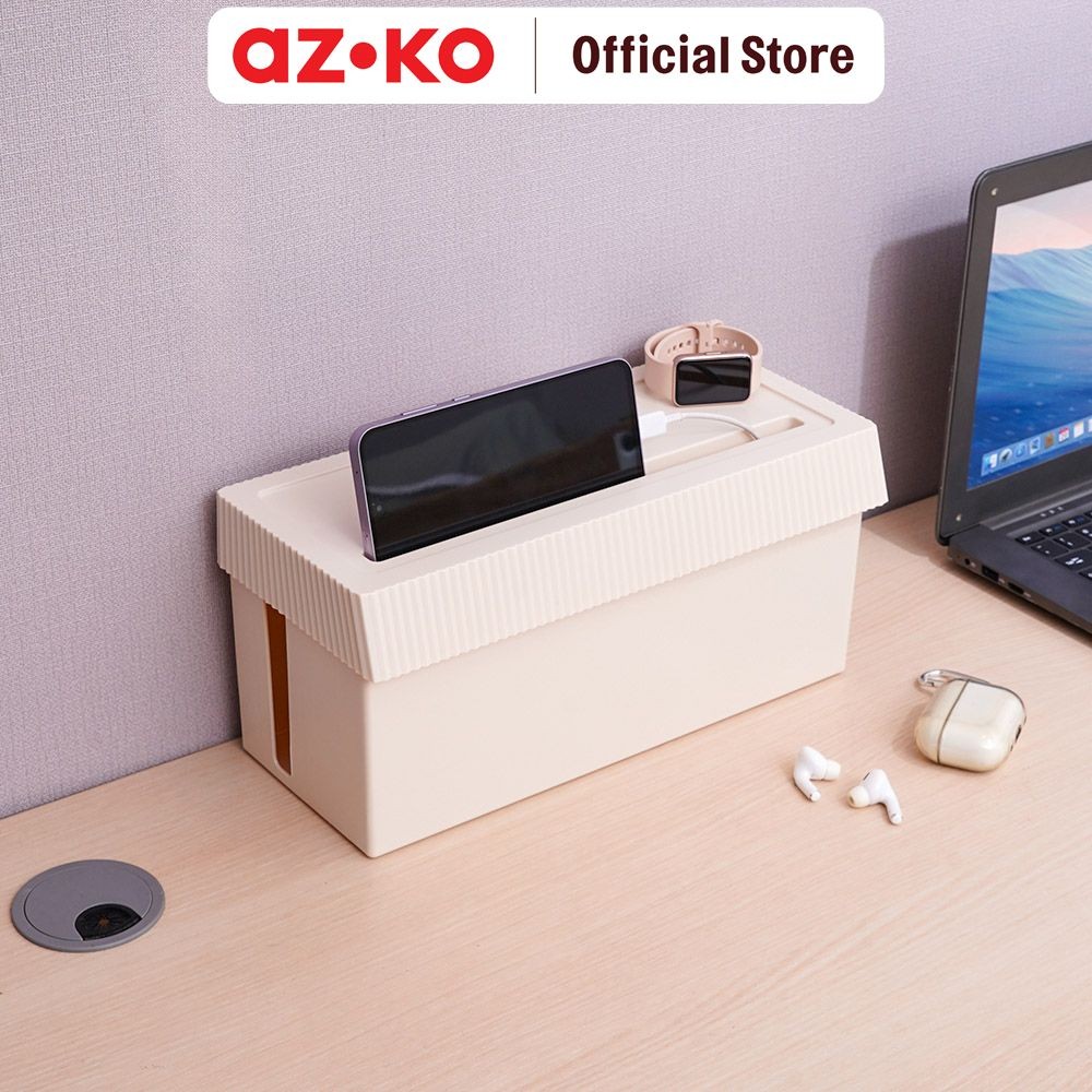 AZKO Stora Kotak Organizer Penyimpanan Kabel Square Cable Storage Box Organizer Tempat Stop Kontak K