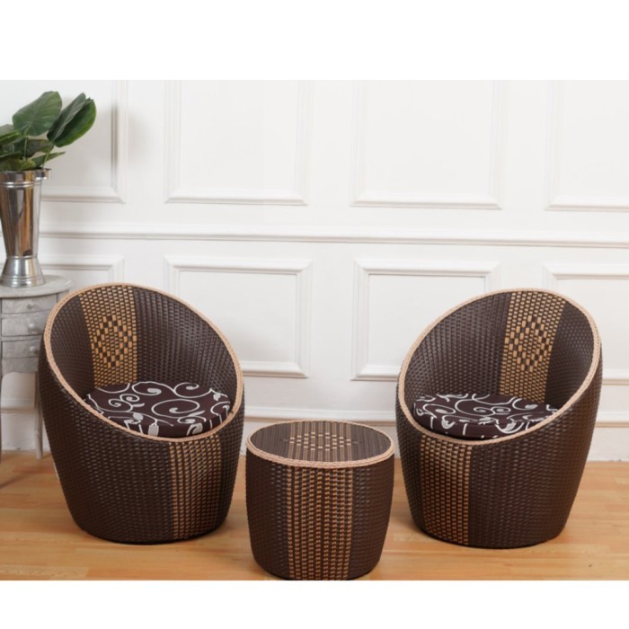 Kursi Teras Gentong Rotan Sintetis Santai Halaman Taman Ruang Tamu