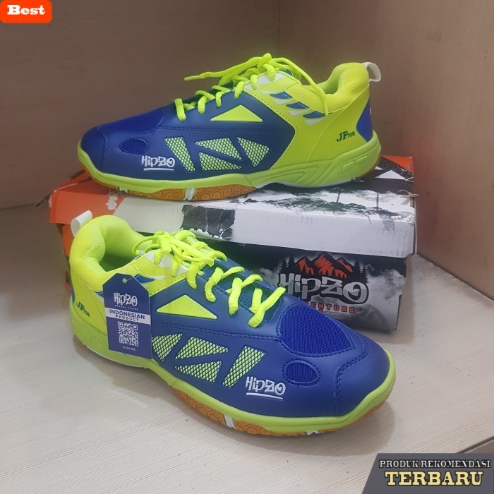 rekomendasi sepatu olahraga brand lokal Sepatu Badminton Hipzo M 048 Blue/Citron
