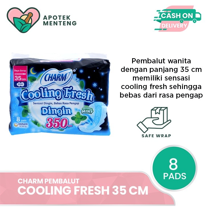 Charm Pembalut Cooling Fresh Night 35 cm 8 Pads - Pembalut Cooling Fresh 35 cm