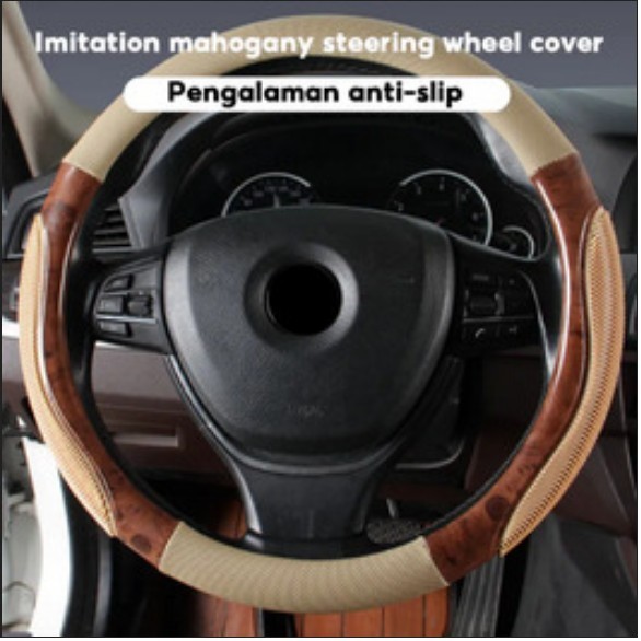 INNOVA REBORN Cover Sarung Stir Setir Mobil WOODEN KAYU Kulit FUSION R - cream