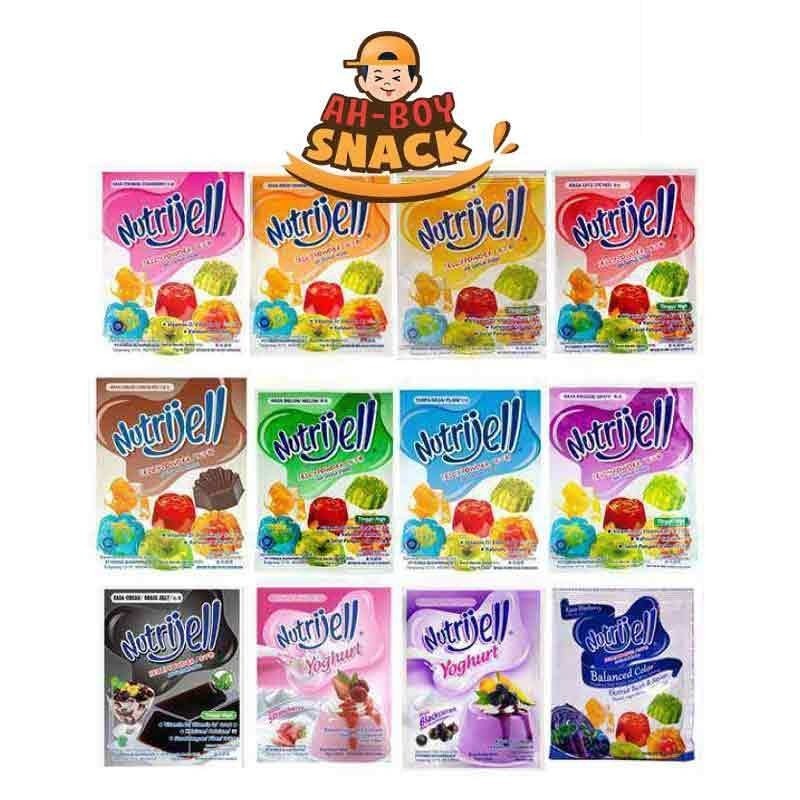 

NUTRIJELL 10/15 GRAM - JELLY SERBUK INSTANT - ALL VARIAN - BLUEBERRY , ANGGUR, STROBERI, COKLAT, DLL