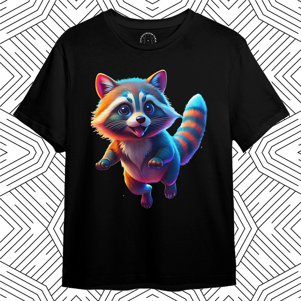 【Promo &  COD】[PROMO] Kaos Distro Original - Kaos Distro Premium Original 3D Raccoon Cosmic - DT0503