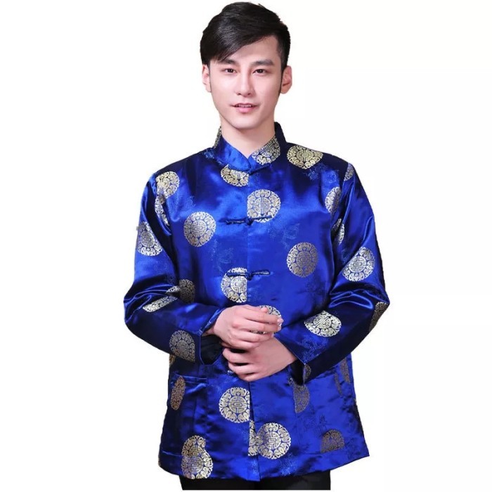 PROMO Cheongsam Couple Lengan Panjang Furing - Biru Pria, XXXL BN